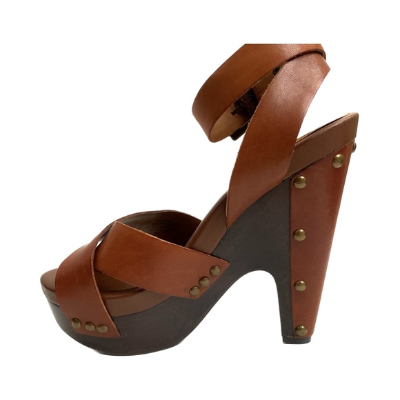 Guess Brown Leather Heeled Sandals - Picture 2 of 8